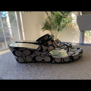Coach Nobel Wedge Slides. Black And Gray